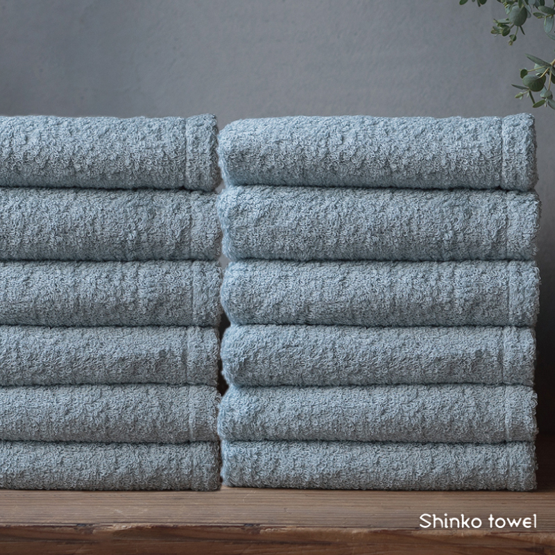 【TVで紹介！】おぅ！え～やん フェイスタオル（ブルー）12枚【泉州タオル 国産 吸水 普段使い 無地 シンプル 日用品 家族 ファミリー】  G3496