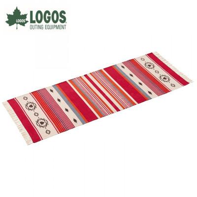 ふるさと納税 城陽市 LOGOS コットンラグ (240×90cm)レッド 雰囲気あるアウトドアシーンに 71809756