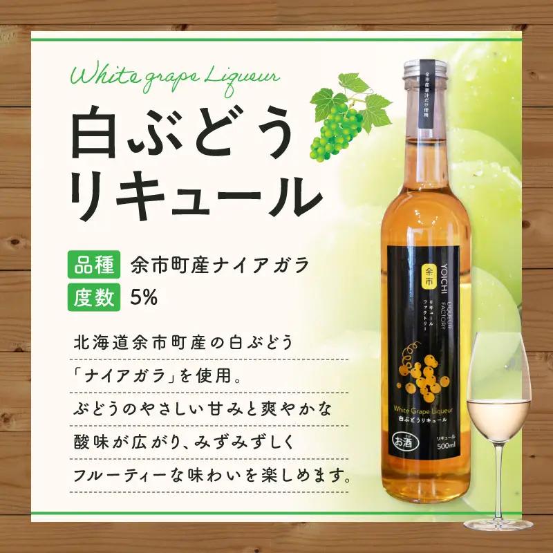 白ぶどうリキュール（ナイアガラ） 500ml 華やかな香り 甘く飲みやすい 爽やかな酸味 果実感 北海道余市産ぶどう使用_Y118-0005