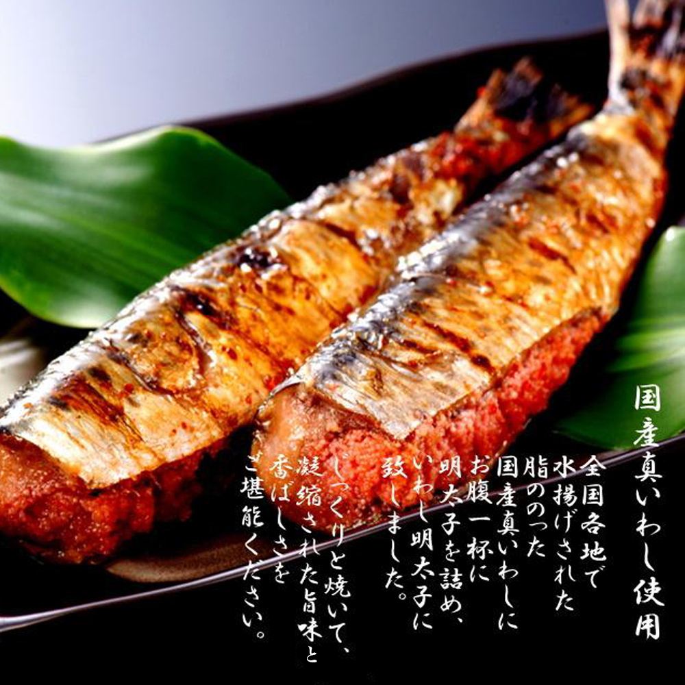 【博多漁師の里】いわし明太子２０尾（５尾×４パック）化粧箱入り