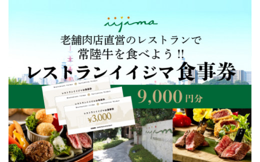  レストラン 食事券 水戸 茨城県 創業45年 レストランイイジマ 常陸牛 ディナー ランチ クーポン 寄付 3万円 9000円分 和牛 優待券 お食事券 体験 洋食 夫婦 返礼品 ギフト 故郷納税 お祝い（DU-123）