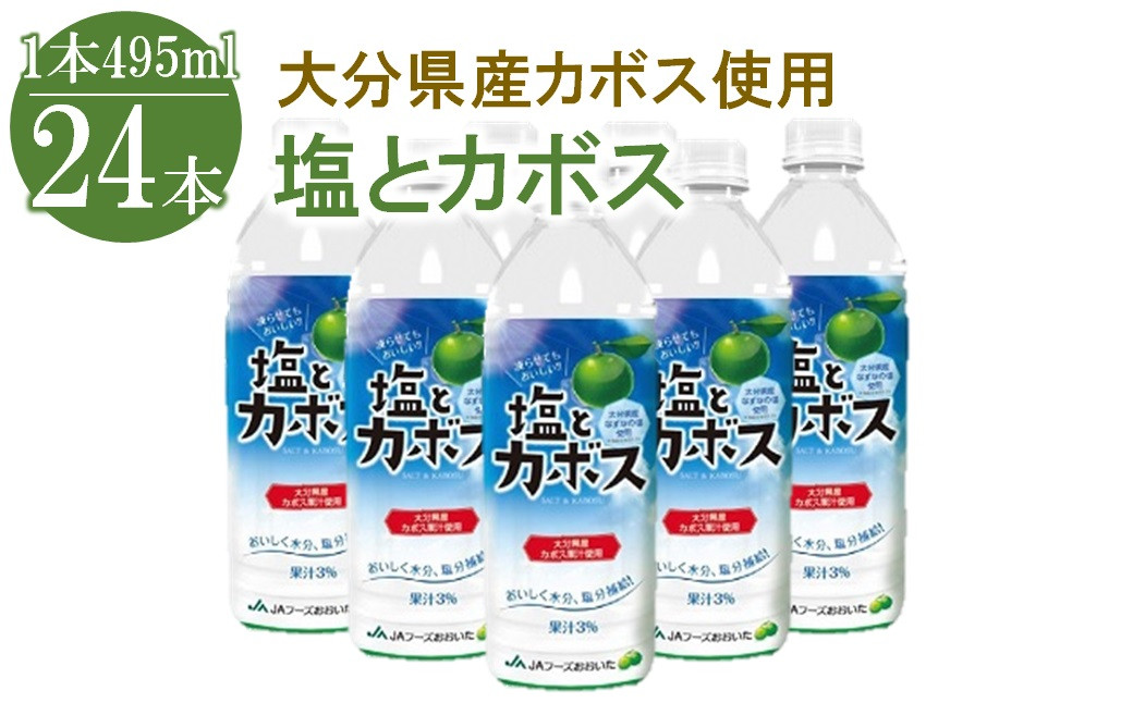 
塩とカボス 495ml×24本 大分県産かぼす 水分補給 スポーツ飲料 かぼす ジュース 詰め合わせ 大分県 中津市 九州産
