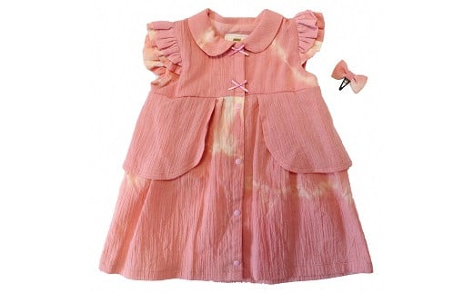 アトリエ装ウ からむし草木染 ベビーペプラムワンピース ヘアピンセット（茜染め）[ZF23401]