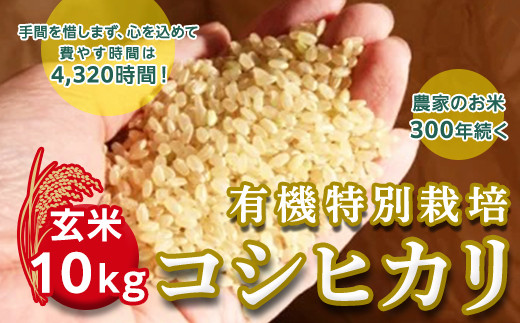 
＜令和２年産＞三百年続く農家の有機特別栽培コシヒカリ（【玄米】１０ｋｇ）
