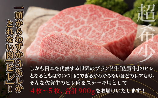 佐賀牛ヒレステーキ 合計900g（4枚〜5枚） _f-17