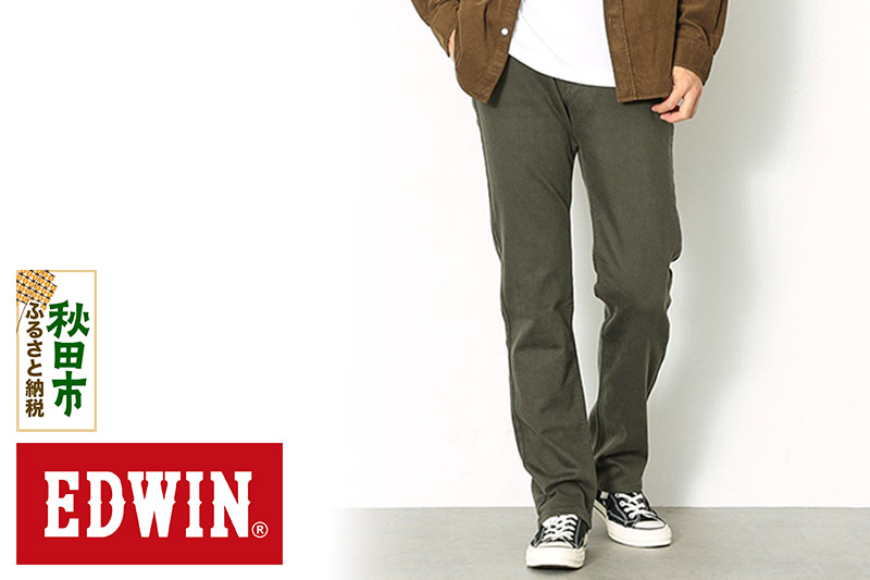 EDWIN インターナショナルベーシック 403 フレックス ふつうのストレートパンツ MENS【33インチ・アーミー】E403F-21-33