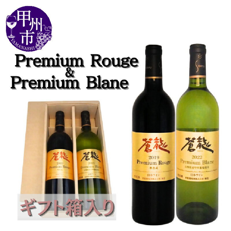 【ふるさと納税】 ワイン 赤 白 ギフト セット 蒼龍プレミアム ルージュ ブラン 750ml 2本 メルロー 甲州 蒼龍葡萄酒 ミディアム やや甘口 母の日 父の日 記念日 プレゼント 贈答 山梨 甲州市 (MG) 【C3-652】