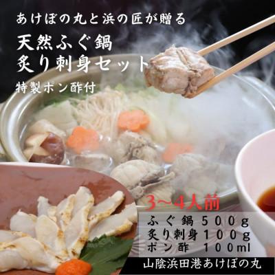 ふるさと納税 浜田市 山陰浜田港　天然ふぐ鍋・炙り刺身セット　特製ポン酢付(3〜4人前)