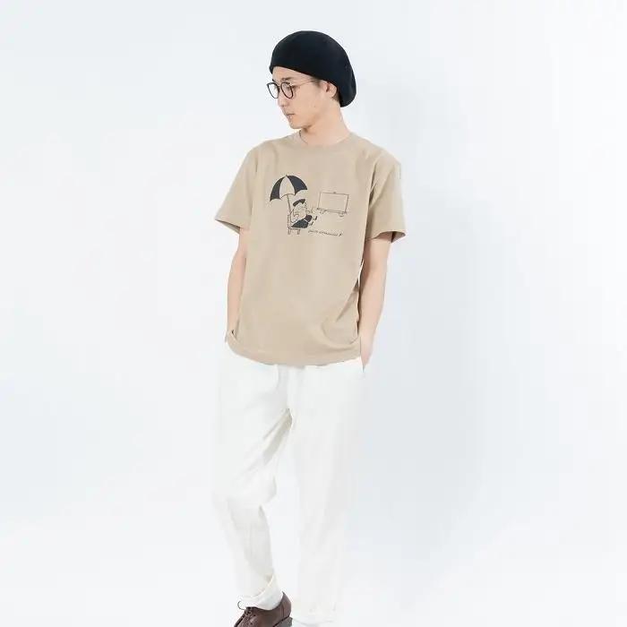 《0》【KEYMEMORY鎌倉】GrenouilleイラストTシャツ BEIGE