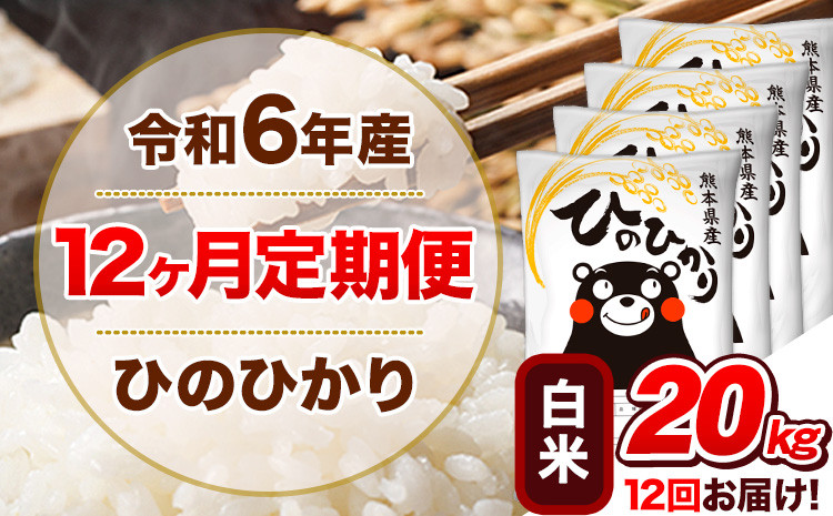 
            令和6年産【12ヵ月定期便】 白米 ひのひかり 定期便 20kg 5kg×4袋《お申込み翌月から出荷開始》 熊本県産 精米 ひの 米 こめ ヒノヒカリ コメ お米
          