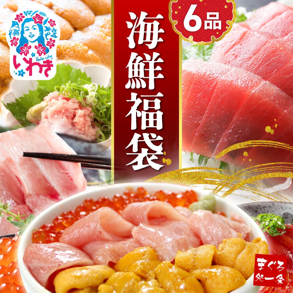 【単品】豪華海鮮6品福袋 本マグロ まぐろ 大トロ 中トロ ウニ イクラ ネギトロ 海鮮丼 手巻き寿司 約4から6人前 海鮮セット 海鮮丼の具【DG002】いわき市 ふるさと納税 株式会社東日本貿易 まぐろ 雲丹 イクラ さかな 海鮮丼 手巻寿司