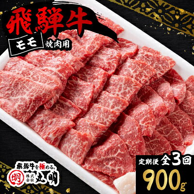 【ふるさと納税】【毎月定期便】飛騨牛　モモ(赤身)　焼き肉用　900g全3回【配送不可地域：離島・北海道・沖縄県】【4088453】