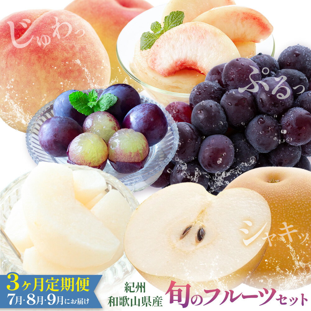 【ふるさと納税】紀州 和歌山県産 旬の フルーツ セット 3ヶ月定期便 7月・8月・9月配送 桃 約1.8kg 梨 約2kg ピオーネ 約2kg 株式会社魚鶴商店《7月中旬-9月下旬頃出荷》和歌山県 日高町 もも なし ぶどう 定期便 果物 旬