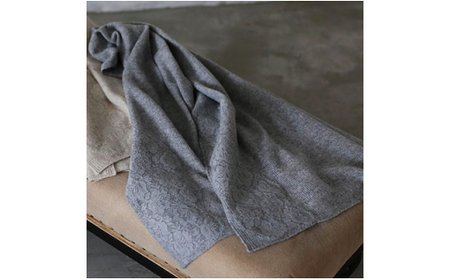 BM-4 【カシミヤ100%】ラッセルレースストール　ミディアムグレー