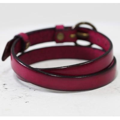 ふるさと納税 大津市 存在感抜群【イタリアンレースブレスレット】2重巻きレザーアクセサリー　ベルトカラー:ピンク