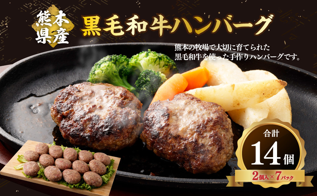 黒毛和牛 ハンバーグ 14個 (120g×2個入×7パック) 牛肉 和牛 手作り