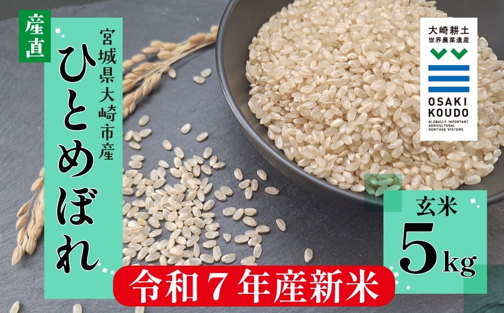 
            【令和7年産】宮城県大崎市古川産 ひとめぼれ〈玄米〉5kg｜自然のやさしさが詰まったふっくら米
          