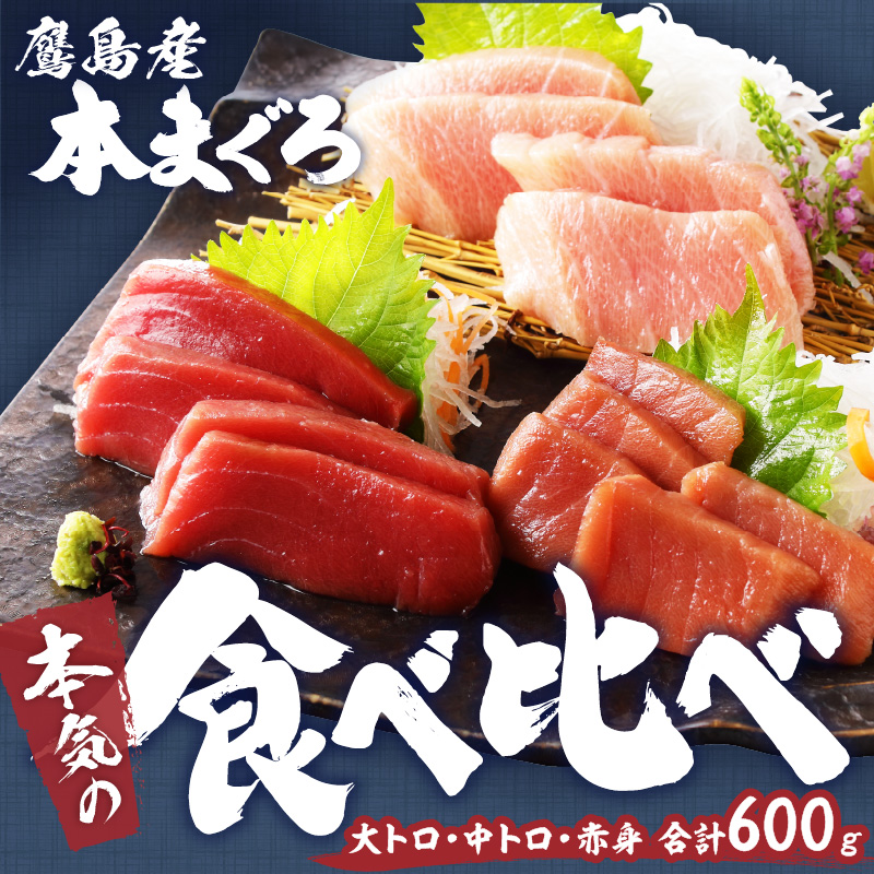 鷹島産本まぐろ本気の食べ比べ(大トロ・中トロ・赤身合わせて600g)( 養殖本まぐろ 鷹島本まぐろ 新鮮 マグロ )【C8-012】