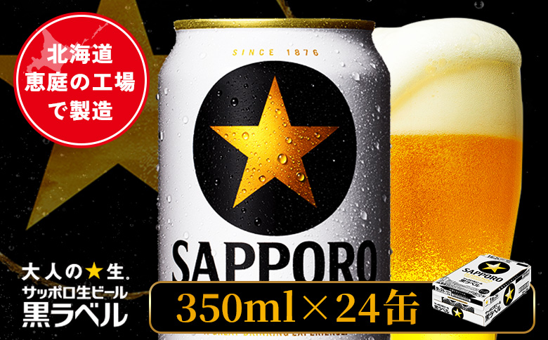 サッポロ黒ラベル 350ml×24本 | オンライン 申請 北海道 恵庭 サッポロビール 24本 サッポロ 黒ラベル ほどよい苦み コク 飲み飽きない 完璧 白い泡 クリーミーな泡 ビール 生ビール お酒 酒 晩酌 恵庭市【880040011】