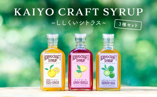 KAIYO CRAFT SYRUP ～ししくいシトラス～ ３種セット ピンクコーラ 祇園ジンジャー すだちホーリーバジル  手作り 有機シュガー 添加物不使用