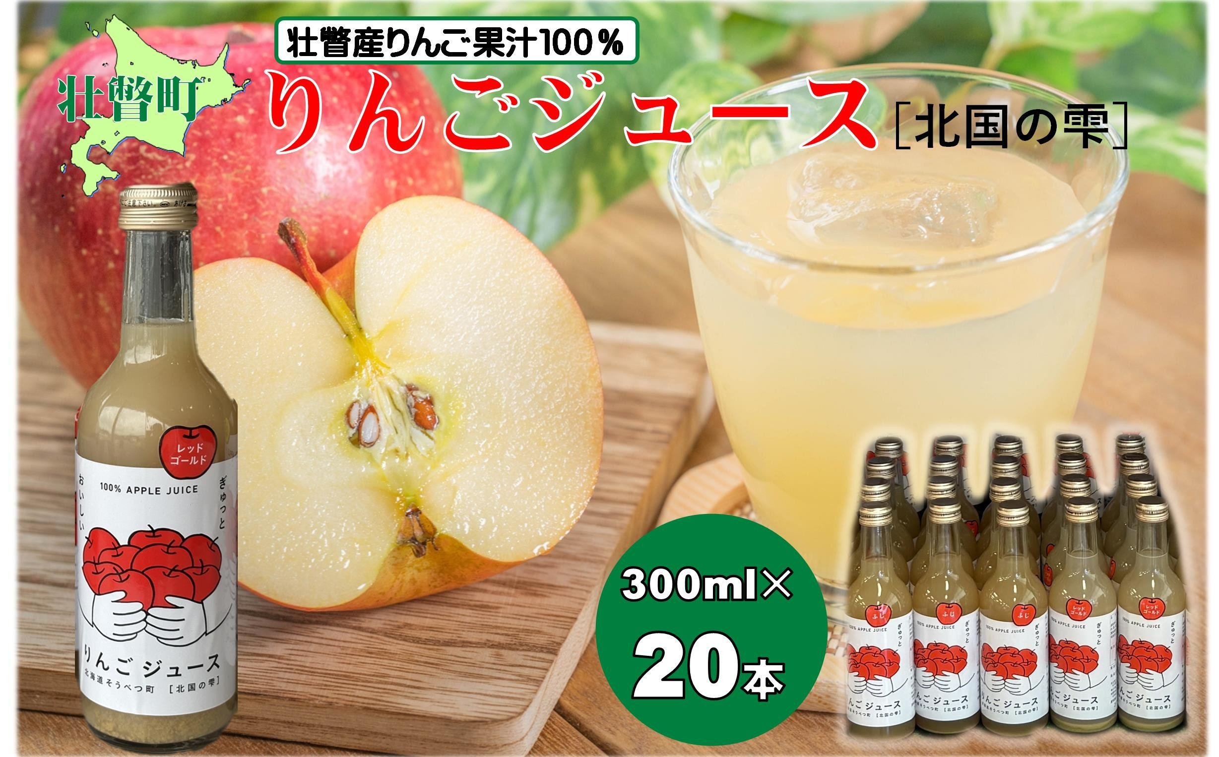 
            りんごジュース「北国の雫」(壮瞥町産りんご100%) 300ml×20本 【 ふるさと納税 人気 おすすめ ランキング 北海道 壮瞥 りんご アップル ジュース 果汁 100％ 飲料水 飲み物 贈り物 贈物 贈答 ギフト 大容量 詰合せ セット 北海道 壮瞥町 送料無料 】 SBTA083
          