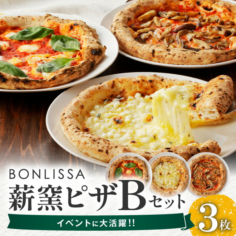 【ふるさと納税】 高評価☆4.60 BONLISSA 薪窯ピザ Bセット 3枚 ピッツァ 加工品 食品 本格 チーズ 人気 ナポリ 職人 手作り 真空パック 小分け 詰め合わせ イタリアン パーティー シェア おすすめ お取り寄せ 冷凍 宮崎県 都農町 送料無料