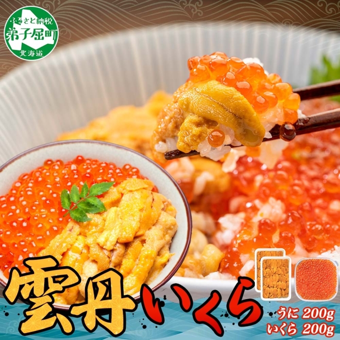 3594. ウニ  チリ産 冷凍 100g×2個 いくら 200g 二色丼 うに イクラ 海鮮 期間限定 数量限定 送料無料 北海道 弟子屈町