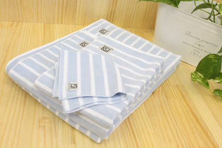 松藤テリー　シンプルスタイルタオル　スカイ/ホワイト　2枚（009_5168）