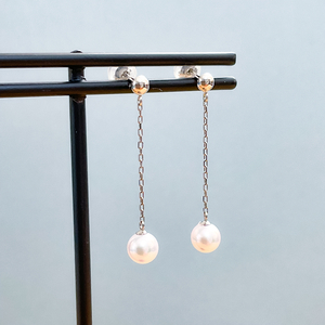 プラチナ あこやパール ロングブラピアス(PE5659)