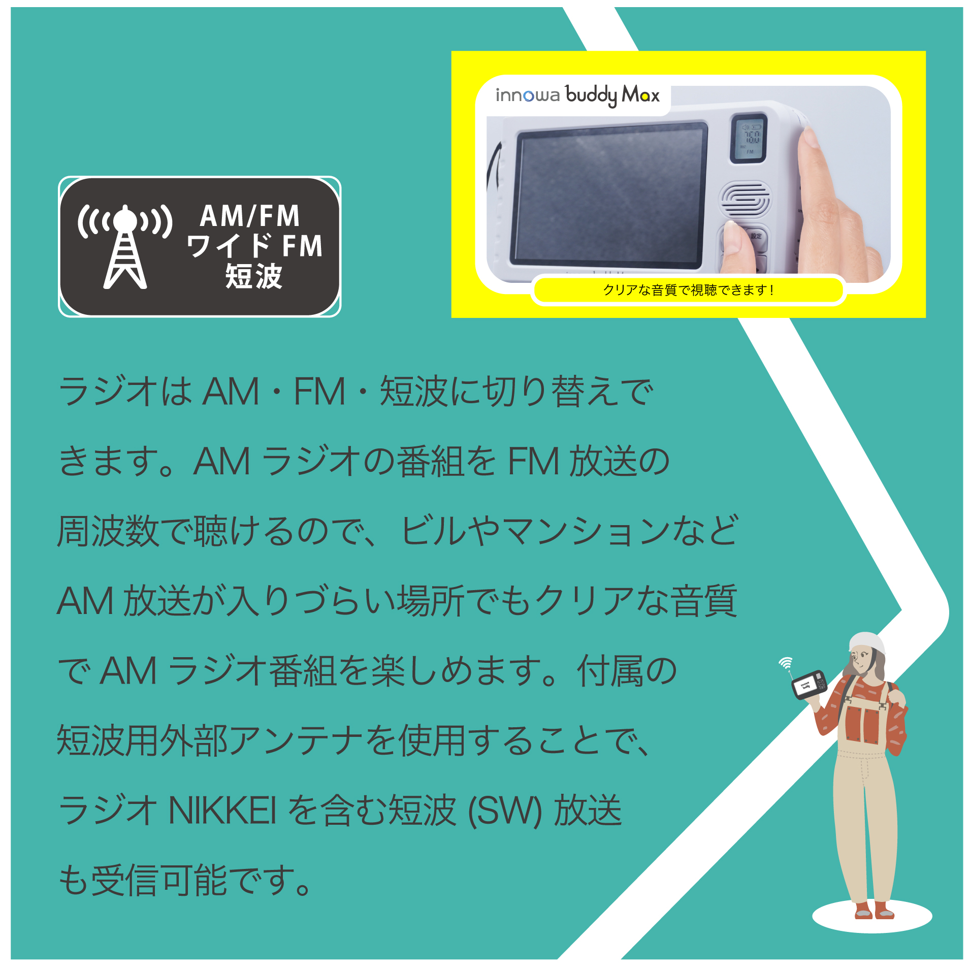 〈innowa〉buddy Max ポータブルラジオ・TV