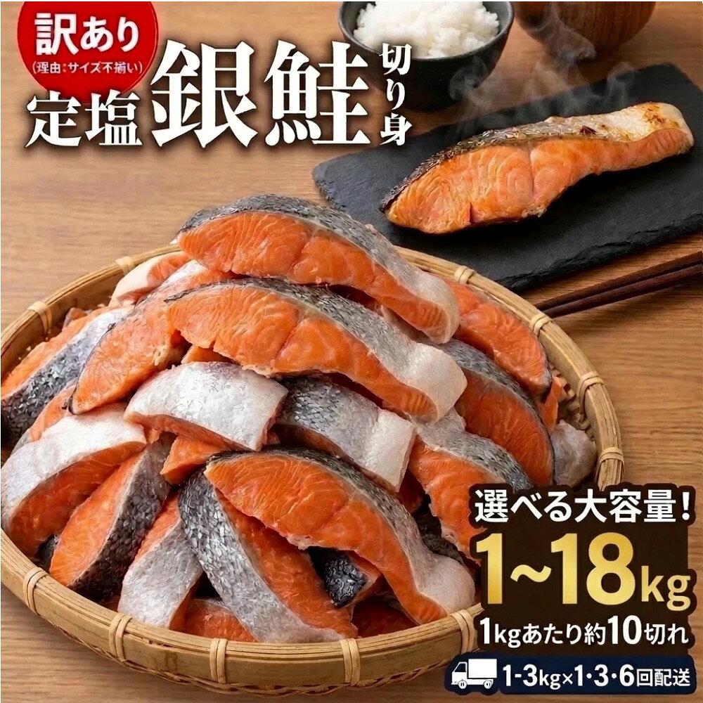 【ふるさと納税】 《訳あり》 定塩 銀鮭 切り身 約1kg 2kg 3kg 量と配送回数が 選べる (1 - 6回お届け) 定期便 約 3kg 6kg 9kg 12kg 18kg 毎月配送 単品 甘塩 鮭 切身 冷凍 小分け バラ冷凍 訳アリ 不揃い おかず 焼き魚 鮭フレーク お弁当 塩鮭 さけ サケ 石巻 宮城 石巻市