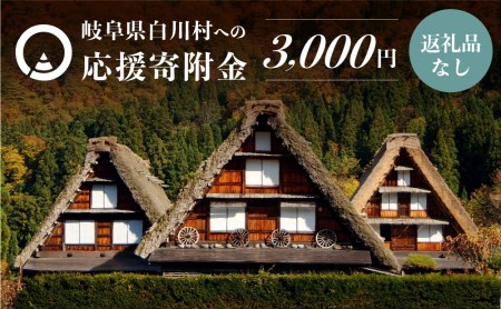 《返礼品なし》3000円 岐阜県白川村への寄附 応援寄附金 世界遺産 白川郷 [S307]