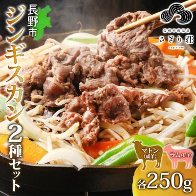 ふるさと納税 長野市 長野県 信州新町 不動温泉 さぎり荘 ジンギスカン2種食べ比べセット 250g×1袋 計500g