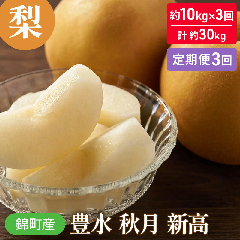 【ふるさと納税】定期便 3回 梨 約10kg×3回 計約30kg 豊水 秋月 新高 錦町産 ナシ 果物 くだもの なし デザート フルーツ お楽しみ ※配送不可：離島 　お届け：2026年8月上旬～10月中旬
