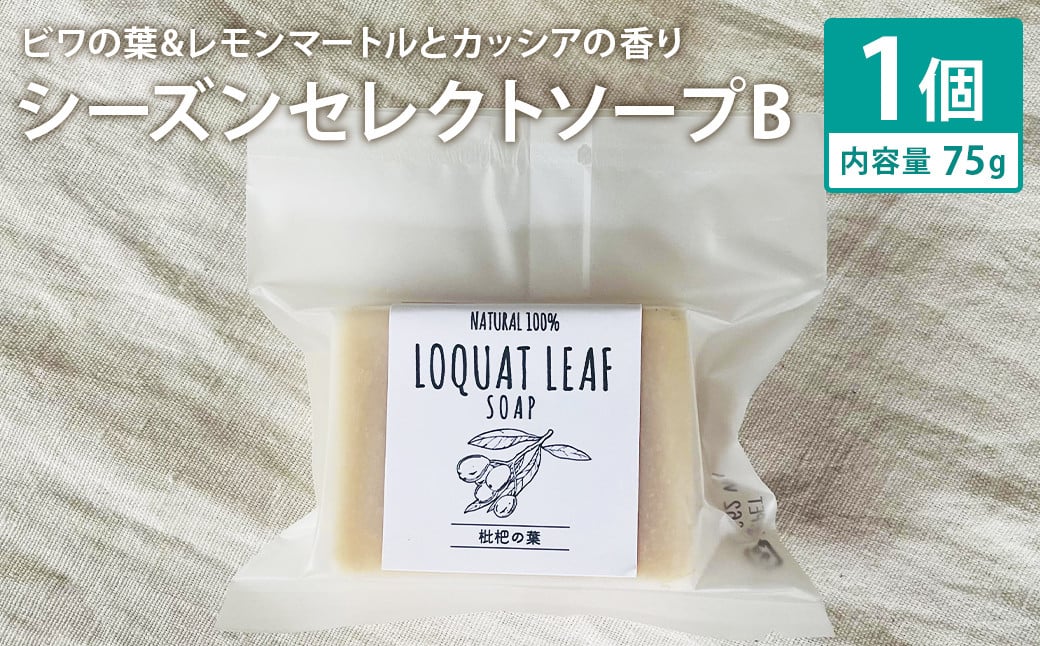 
            ビワの葉＆レモンマートルとカッシアの香り 75g×1個 シーズンセレクトソープB 石鹸 せっけん 石けん ソープ 洗顔ソープ 手作り 美容 スキンケア
          