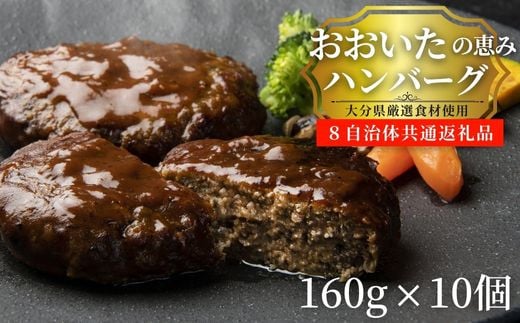 大分の恵み ハンバーグ 1.6kg（160g×10個） ハンバーグ レトルト 惣菜 レンチン 簡単 便利 惣菜 夕飯 牛肉 豚肉