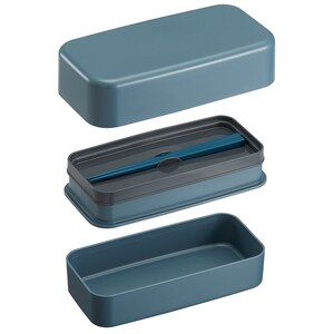 環境に配慮した ランチボックス 1000ml 2段 お弁当箱 箸付き 大人 おしゃれ skater スケーター PLB10WCB アッシュブルー レンジ対応 食洗機対応 洗いやすい シンプル 弁当箱 