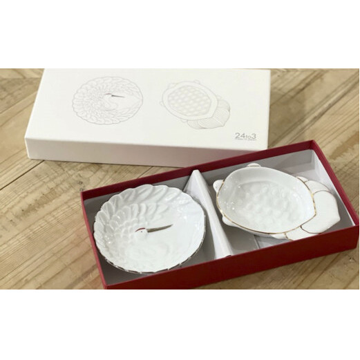 有田焼 金・プラチナ鶴亀小皿セット 24to3　西富陶磁器 A15-18_イメージ2