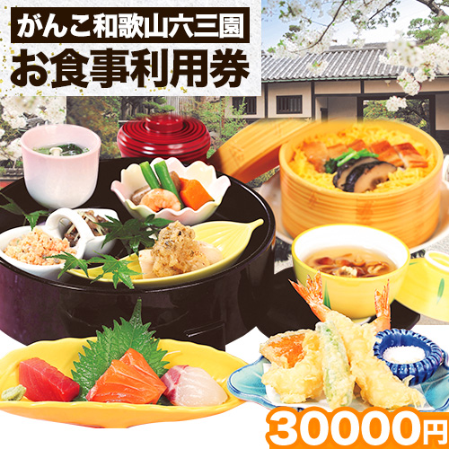 がんこ和歌山六三園 お食事券 3,000円利用券×10枚 おかざき酒店(日高町2)《90日以内に出荷予定(土日祝除く)》和歌山県 日高町 お食事券 和食 庭園 松井家別邸