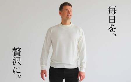 洗える シルクセーター モックネック ( ホワイト L ) ニット メンズ