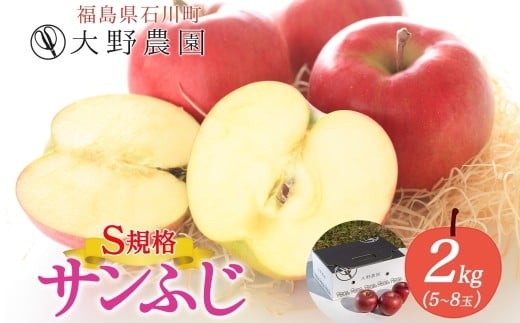 
            サンふじ 2kg S規格 5～8玉 ｜ りんご リンゴ 旬 林檎 果物 フルーツ 甘い アップル 産直 大野農園 福島県 石川町【19012】
          