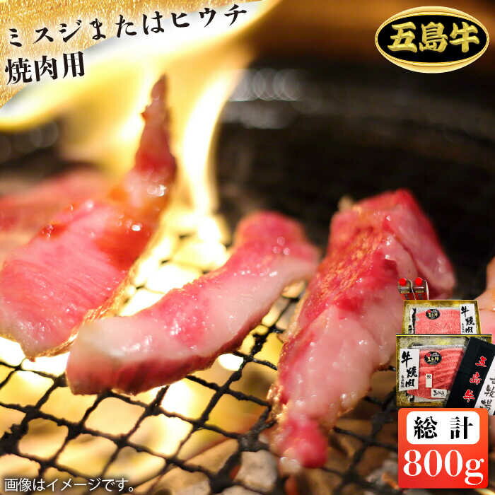 【ふるさと納税】【日時指定必須】五島 牛 ミスジ または ヒウチ 焼肉用 約800g（自家製たれ付き）国産牛 牛肉 ブランド牛 セット ソース付 五島市 / 鬼岳牧場 [PEK014]