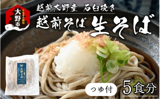 【そばランキング一位を獲得 内田製麺の生そば】 越前そば 5食入り 冷凍保存も可能で美味しさ長持ち 越前大野産 石臼挽き 生蕎麦（つゆ付き）