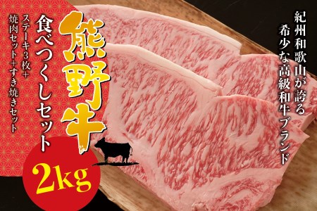 希少和牛 熊野牛食べつくしセット（ ステーキ3枚 焼肉セット すき焼きセット）＜冷蔵＞【sim117】