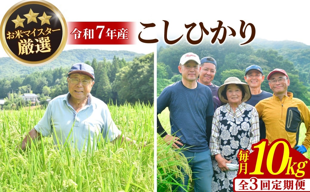 
                  ＜定期便3回＞お米マイスター厳選! 茂木百騎米 精米 10㎏（5㎏×2袋）令和7年産 | コシヒカリ こしひかり おこめ お米 米 令和7年産 ライスパーラーかわかみ 栃木県 茂木町
                