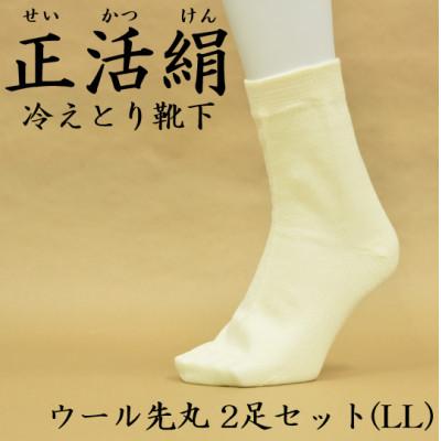 ふるさと納税 羽島市 正活絹 冷えとり靴下 ウール先丸 2足セット(LLサイズ)