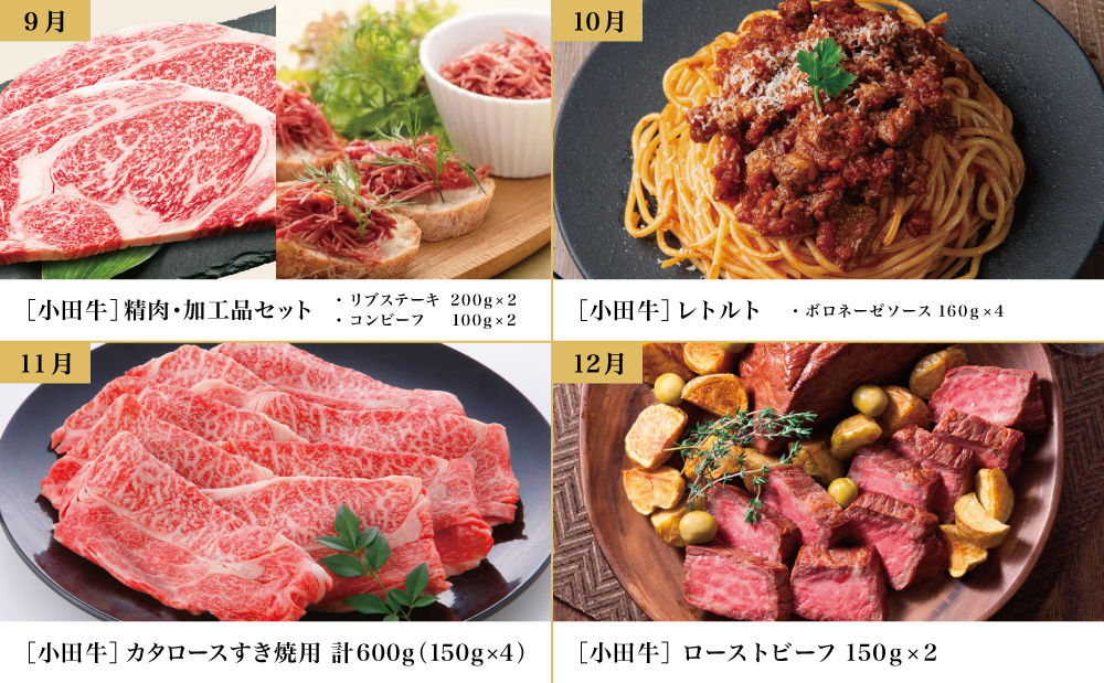 【全12回】プレミアムブランド「小田牛」定期便［～宴～］ 鹿児島県産 黒毛和牛 ステーキ すき焼き 焼肉 焼き肉 BBQ ハンバーグ 餃子 ぎょうざ 焼売 しゅうまい レトルト カレー パスタソース 