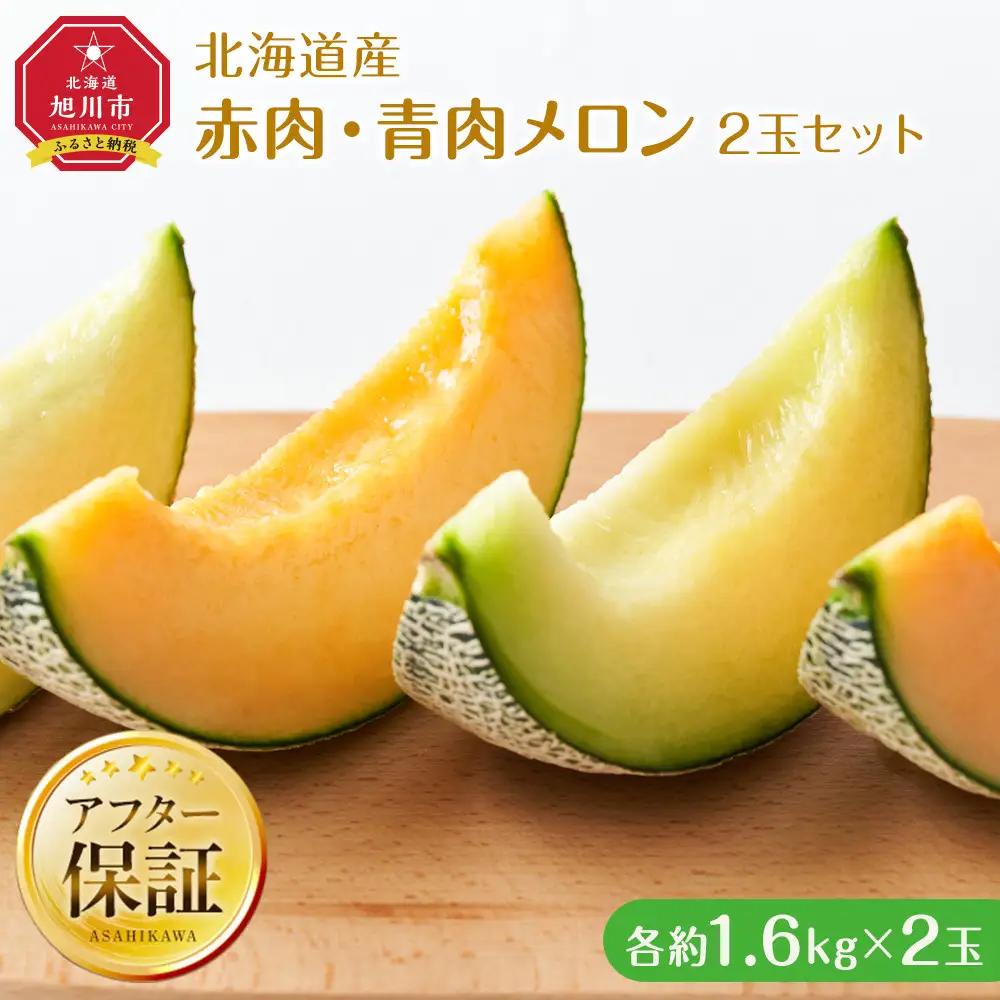 【先行予約】北海道産赤・青肉メロン2玉セット(各1.6kg×1) (2026年7月中旬から発送開始) | メロン _02062