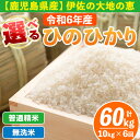 【ふるさと納税】【定期便6回】 選べる精米方法！令和6年産 鹿児島県伊佐南浦産ひのひかり (合計60kg・計10kg×6ヵ月) 国産 白米 精米 無洗米 伊佐米 お米 米 生産者 定期便 ひのひかり 新米【Farm-K】