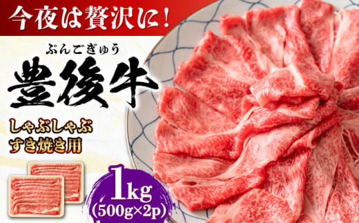 おおいた豊後牛 しゃぶしゃぶすき焼き用（肩ロース・肩バラ・モモ）1kg(500g×2) 日田市 / 株式会社MEAT PLUS　 牛 和牛 [AREI013]